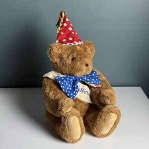 Vermont Teddy Bear Company Plush Stuffed Jointed Bear 16" Birthday Bear Rare T70